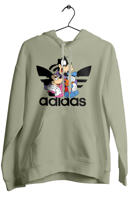 Жіноче худі з принтом "Adidas Міккі Маус". Adidas, mickey mouse, адідас, дісней, міккі, міккі маус, мультфільм. 2070702