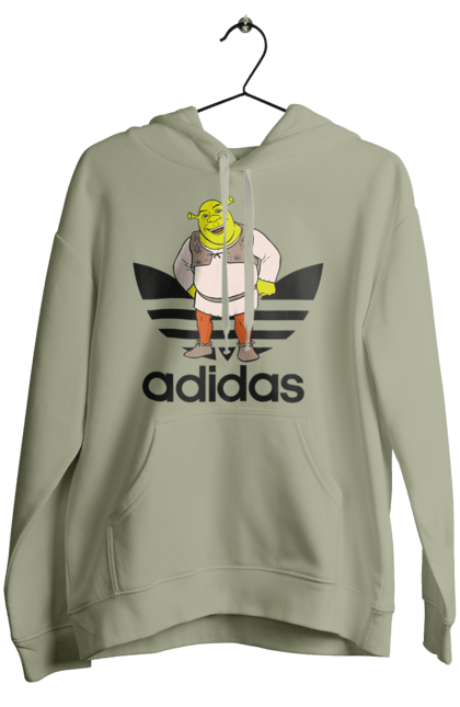 Жіноче худі з принтом "Adidas Шрек". Adidas, shrek, адідас, мульт, мультфільм, огр, шрек. 2070702