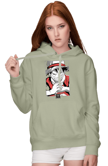 Women's hoodie with prints One Piece Luffy. Anime, luffy, manga, monkey de luffy, one piece, pirates. 2070702