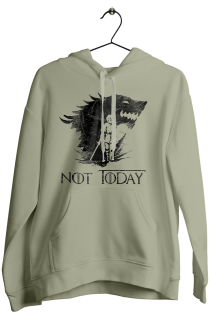 Women's hoodie with prints Game of Thrones Arya. Arya, game, got, not today, stark, starks, thrones, tv show, wolf, wolves. 2070702