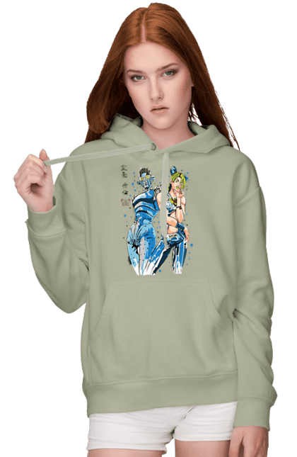 Women's hoodie with prints JOJO Jolyne Cujoh. Anime, jojo, jojo`s bizarre adventure, jojo’s bizarre adventure, jolyne cujoh, manga. 2070702