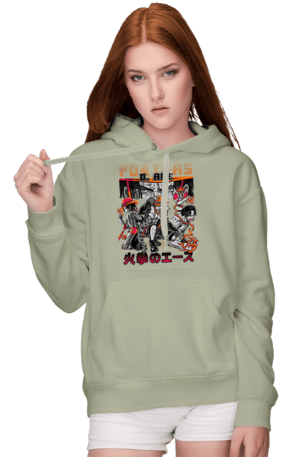 Women's hoodie with prints One Piece Portgas D. Ace. Anime, fire fist, gol d. ace, manga, one piece, portgas d. ace, straw hat pirates. 2070702