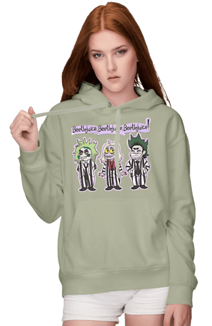 Women's hoodie with prints Beetlejuice. Beetlejuice, comedy, ghost, horror, movie, tim burton, warner bros. 2070702