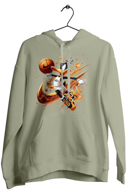 Women's hoodie with prints Daffy Duck Nike. Cartoon, character, daffy duck, duck, looney tunes, merrie melodies, nike, warner brothers. 2070702