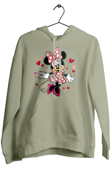 Жіноче худі з принтом "Мінні Маус". Mickey mouse, minnie mouse, дісней, для дівчат, міккі, міккі маус, мінні маус, мультфільм. 2070702