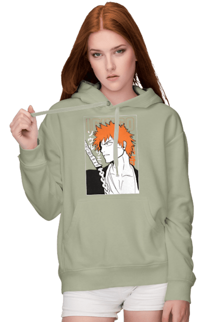 Women's hoodie with prints Bleach Ichigo Kurosaki. Anime, bleach, ichigo, ichigo kurosaki, manga. 2070702