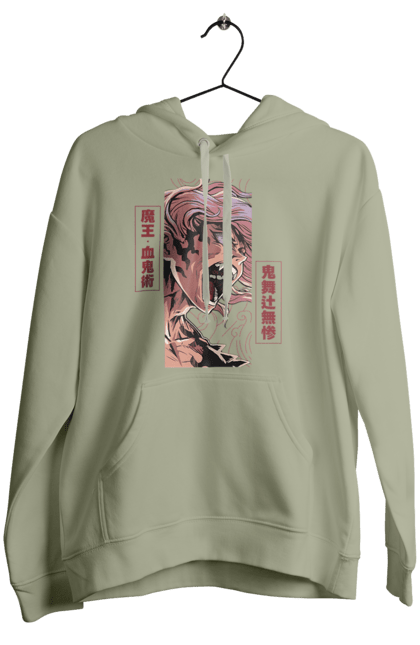 Women's hoodie with prints Demon Slayer Muzan. Anime, demon slayer, eternal paradise faith, kimetsu no yaiba, manga, muzan, twelve kizuki, upper rank six. 2070702