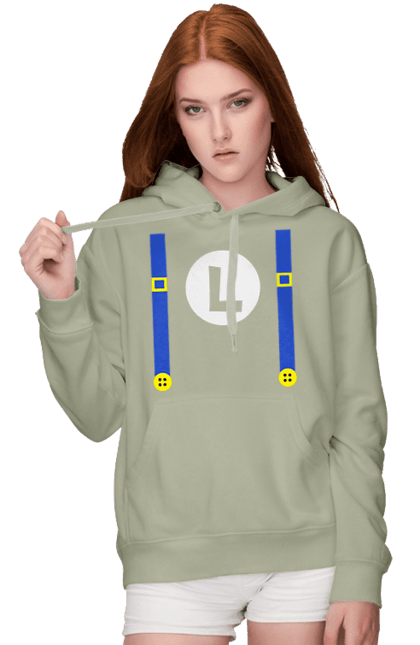 Women's hoodie with prints Luigi Mario. Brother, character, game, mario, mario bros, nintendo. 2070702