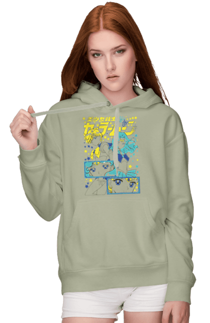 Women's hoodie with prints Sailor Uranus and Neptune. Anime, drama, magical girl, neptune, sailor moon, tv series, uranus. 2070702