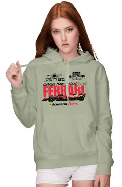 Women's hoodie with prints Scuderia Ferrari Formula 1. Auto, automobile, bolide, car, ferrari, formula 1, motorsport, race, scuderia ferrari. 2070702