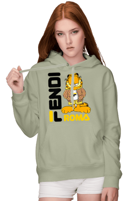 Women's hoodie with prints Fendi Garfield. Bag, brand, clothes, fashion, fashion house, fendi, garfield, italy, luxury, lvmh. 2070702