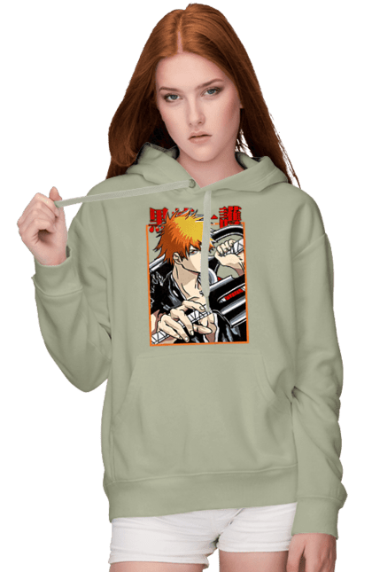 Women's hoodie with prints Bleach Ichigo Kurosaki. Anime, bleach, ichigo, ichigo kurosaki, manga. 2070702