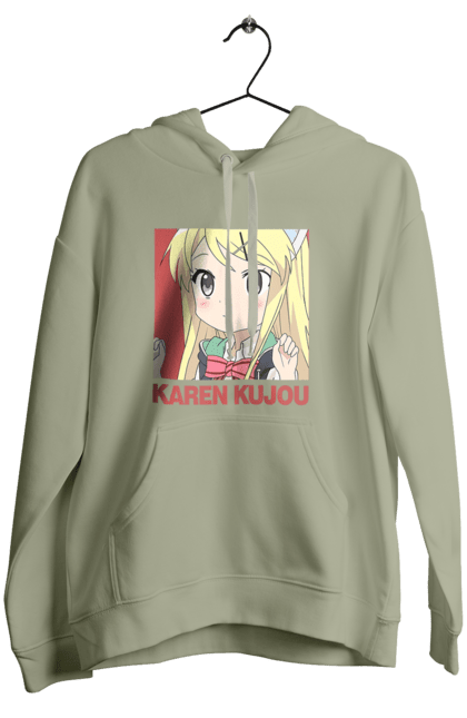 Женское худи с принтом Золотая мозаика Карен Кудзё. Anime, karen kujo, kiniro mosaic, kinmoza, manga, аниме, золотая мозаика, карен, карен кудзё, манга. 2070702