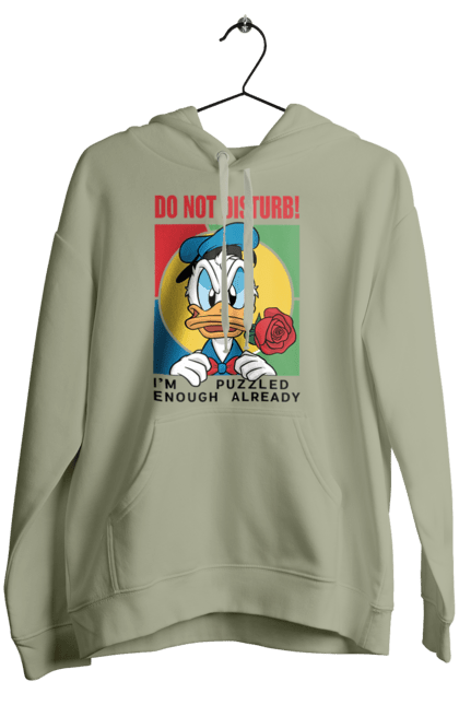 Women's hoodie with prints Donald Duck Do not disturb!. Animated series, cartoon, disney, do not disturb, donald duck. 2070702