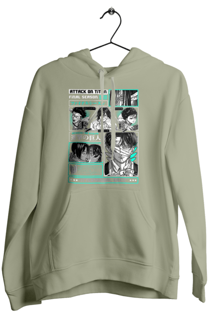 Women's hoodie with prints Attack on Titan. Action film, anime, attack on titan, dark fantasy, drama, eren, eren jaeger, manga, post-apocalyptic. 2070702