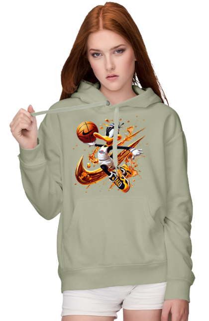 Women's hoodie with prints Daffy Duck Nike. Cartoon, character, daffy duck, duck, looney tunes, merrie melodies, nike, warner brothers. 2070702