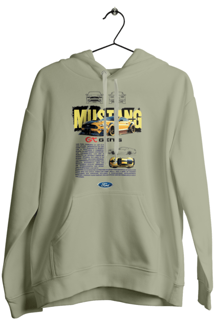 Women's hoodie with prints Ford Mustang Gen 6. Automobile, car, ford, gen 6, mustang, pony car. 2070702