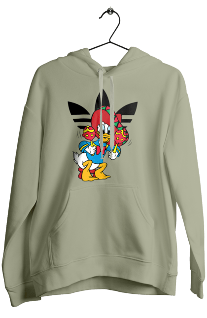 Женское худи с принтом Adidas Дональд Дак. Adidas, daisy duck, donald duck, адидас, дейзи дак, дональд дак, мультсериал, мультфильм. 2070702