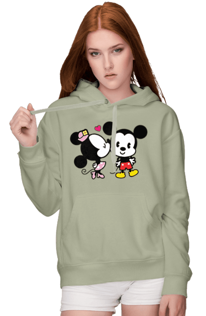 Жіноче худі з принтом "Міккі Маус та Мінні Маус". Mickey mouse, minnie mouse, дісней, міккі, міккі маус, мінні маус, мультфільм. 2070702