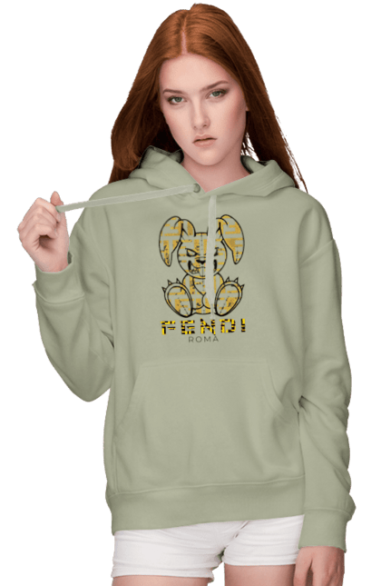 Women's hoodie with prints Fendi. Bag, brand, clothes, fashion, fashion house, fendi, hare, italy, luxury, lvmh. 2070702