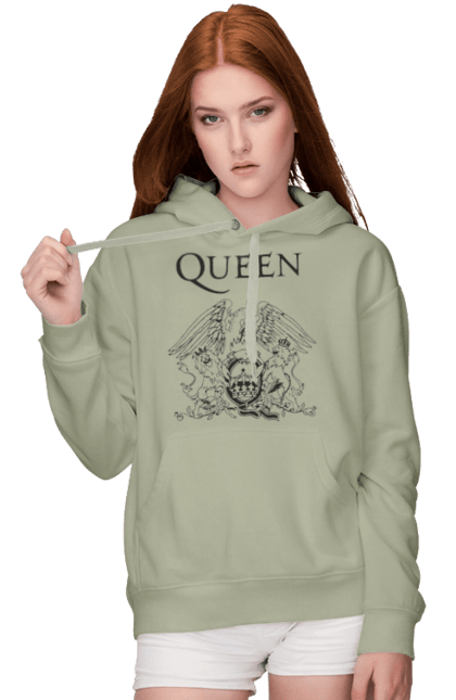 Женское худи с принтом Queen. Queen, глэм-рок, группа, квин, музыка, поп-рок, рок, хард-рок. 2070702