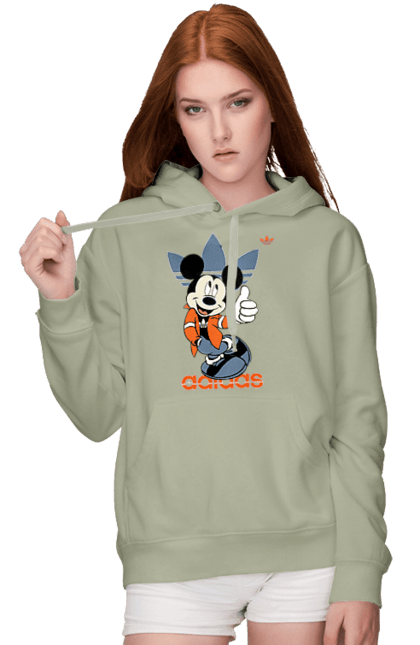 Жіноче худі з принтом "Adidas Міккі Маус". Adidas, mickey mouse, адідас, дісней, міккі, міккі маус, мультфільм. 2070702