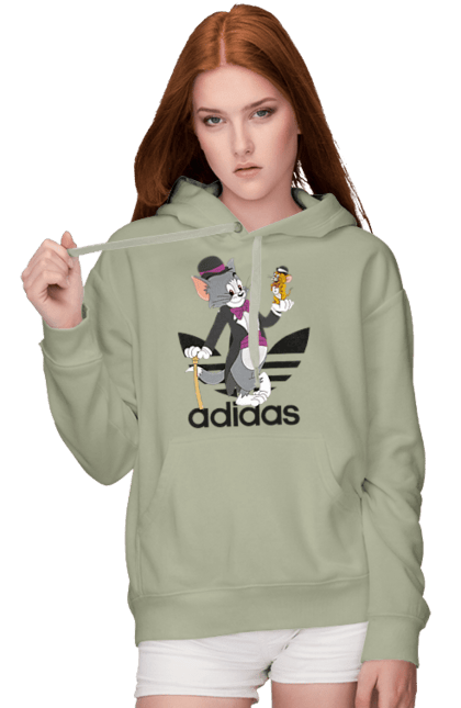 Жіноче худі з принтом "Adidas Том і Джеррі". Adidas, tom and jerry, адідас, джеррі, кіт, миша, мульт, мультсеріал, том, том і джеррі. 2070702