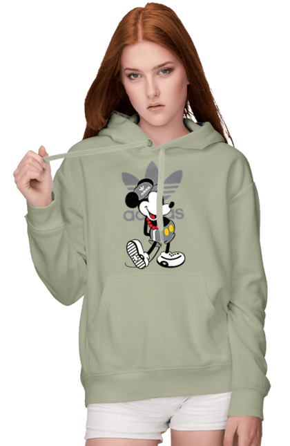 Жіноче худі з принтом "Adidas Міккі Маус". Adidas, mickey mouse, адідас, дісней, міккі, міккі маус, мультфільм. 2070702