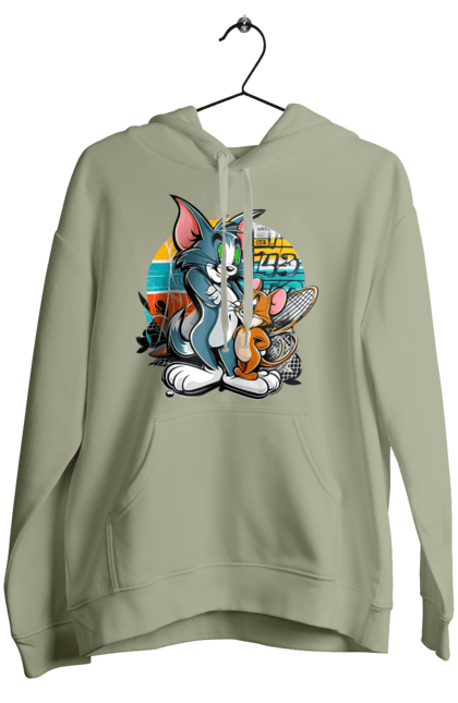 Женское худи с принтом Том и Джерри. Jerry, tom, tom and jerry, джерри, кот, мультсериал, мышонок, том, том и джерри. 2070702