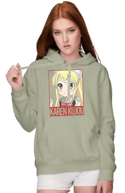 Жіноче худі з принтом "Золота мозаїка Карен Куджо". Anime, karen kujo, kiniro mosaic, kinmoza, manga, аніме, золота мозаїка, карен, карен куджо, манга. 2070702