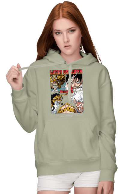 Women's hoodie with prints One Piece Rob Lucci and Luffy. Anime, lucci, luffy, manga, one piece, pirates, rob lucci. 2070702