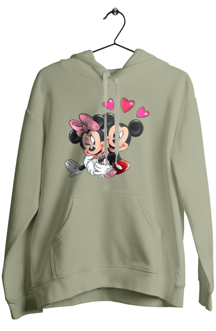 Women's hoodie with prints Mickey Mouse and Minnie Mouse. Cartoon, disney, mickey, mickey mouse, minnie mouse. 2070702