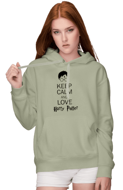 Women's hoodie with prints Keep calm and love Harry Potter. Book, franchise, gryffindor, harry potter, hogwarts, keep calm, movie. 2070702