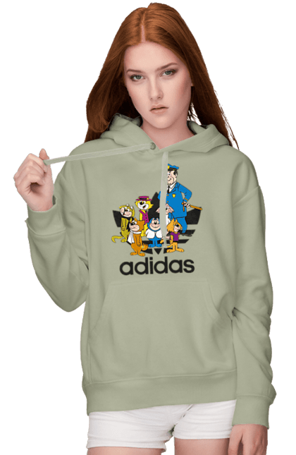 Женское худи с принтом Adidas Top Cat. Adidas, top cat, адидас, кот, коты, мульт, мультсериал. 2070702