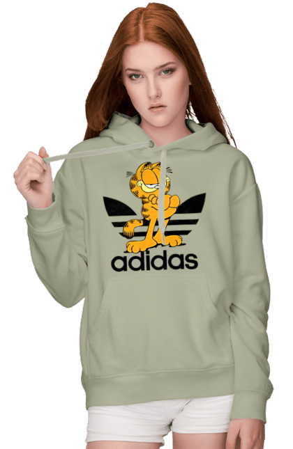 Women's hoodie with prints Adidas Garfield. Adidas, cat, comedy, garfield, hunger, movie. 2070702