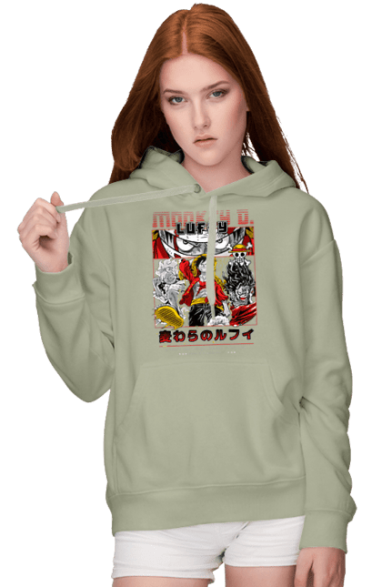 Women's hoodie with prints One Piece Luffy. Anime, luffy, manga, monkey de luffy, one piece, pirates. 2070702