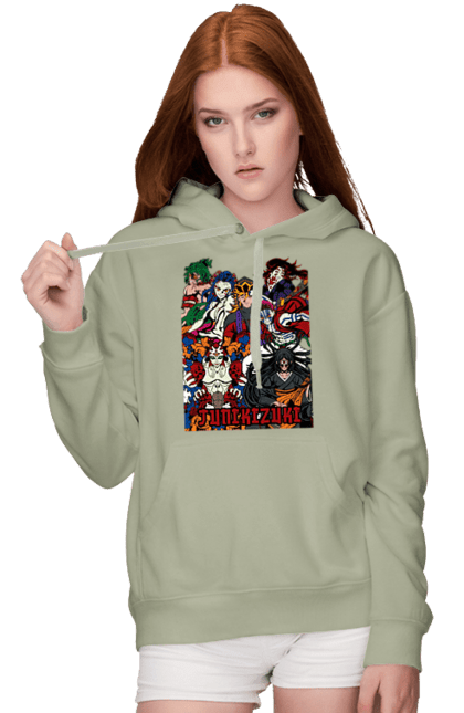 Women's hoodie with prints Demon Slayer. Anime, demon slayer, eternal paradise faith, kimetsu no yaiba, kokushibo, manga, twelve kizuki, upper rank six. 2070702