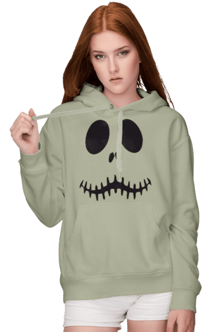 Women's hoodie with prints Halloween pumpkin face. Costume, halloween, holiday, october, october 31, pumpkin, scary, sweets, trick or treat. 2070702