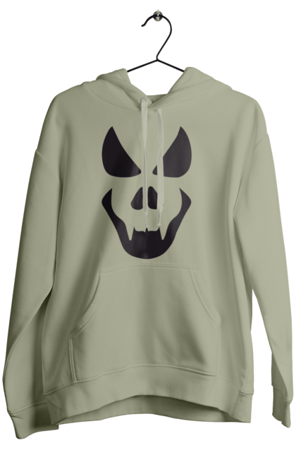 Women's hoodie with prints Halloween pumpkin face. Costume, halloween, holiday, october, october 31, pumpkin, scary, sweets, trick or treat. 2070702