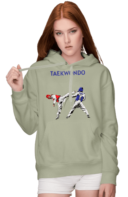 Женское худи с принтом Тхэквондо. Taekwondo, боевое искусство, корея, спорт, таэквондо, тренировка. 2070702