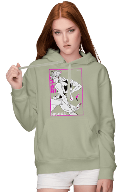 Women's hoodie with prints Hunter x Hunter Hisoka. Anime, antagonist, character, hisoka, hunter x hunter, manga. 2070702