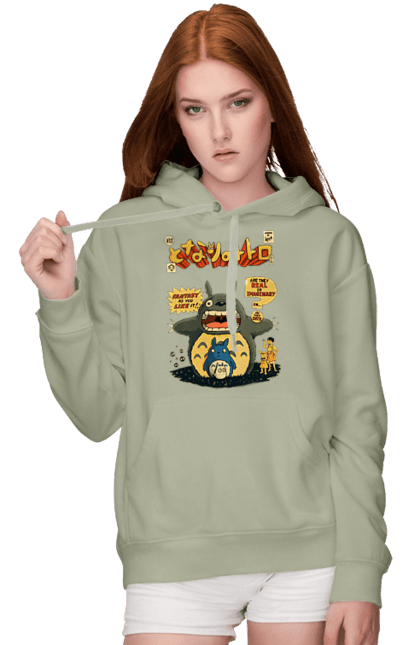 Women's hoodie with prints Totoro. Adventures, anime, comedy drama, fantasy, film, my neighbor totoro, tv series. 2070702