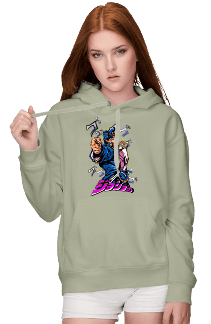 Women's hoodie with prints JOJO Jotaro. Anime, jojo, jojo`s bizarre adventure, jojo’s bizarre adventure, jotaro, jotaro kujo, manga. 2070702