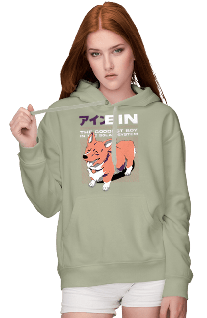 Women's hoodie with prints Cowboy Bebop Ein. Anime, corgi, cowboy bebop, dog, ein. 2070702