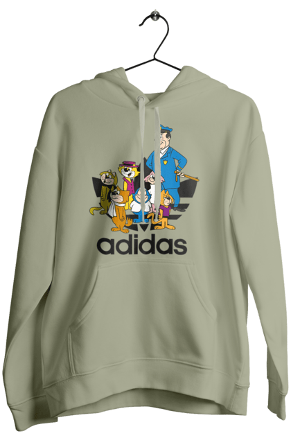 Женское худи с принтом Adidas Top Cat. Adidas, top cat, адидас, кот, коты, мульт, мультсериал. 2070702