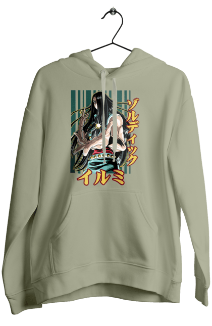 Women's hoodie with prints Hunter × Hunter Illumi Zoldyck. Anime, hunter, hunter × hunter, hunter hunter, illumi, illumi zoldyck, manga, zoldyck. 2070702