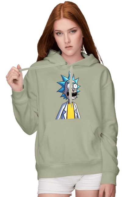 Women's hoodie with prints Rick and Morty. Adventures, black humor, cartoon, rick, rick and morty, sci-fi, tragicomedy. 2070702