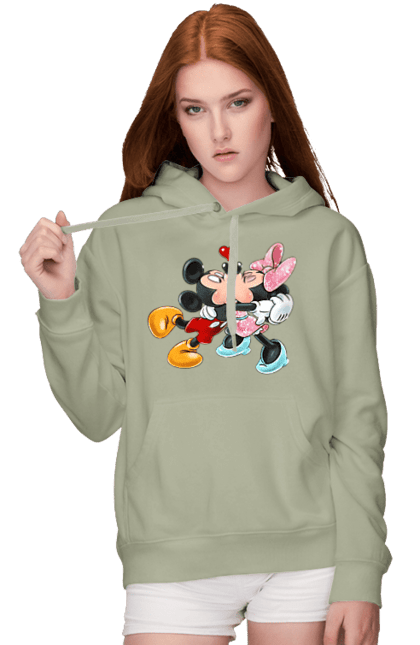 Жіноче худі з принтом "Міккі Маус та Мінні Маус". Mickey mouse, minnie mouse, дісней, міккі, міккі маус, мінні маус, мультфільм. 2070702