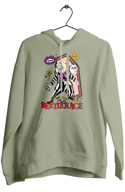 Women's hoodie with prints Beetlejuice. Beetlejuice, comedy, ghost, horror, movie, tim burton, warner bros. 2070702