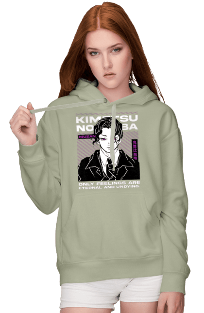 Women's hoodie with prints Demon Slayer Muzan. Anime, demon slayer, eternal paradise faith, kimetsu no yaiba, manga, muzan, twelve kizuki, upper rank six. 2070702